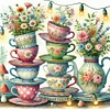 Teacups And Vases-11CT Stamped Cross Stitch 45*45cm/17.72*17.72in tapestrymarket