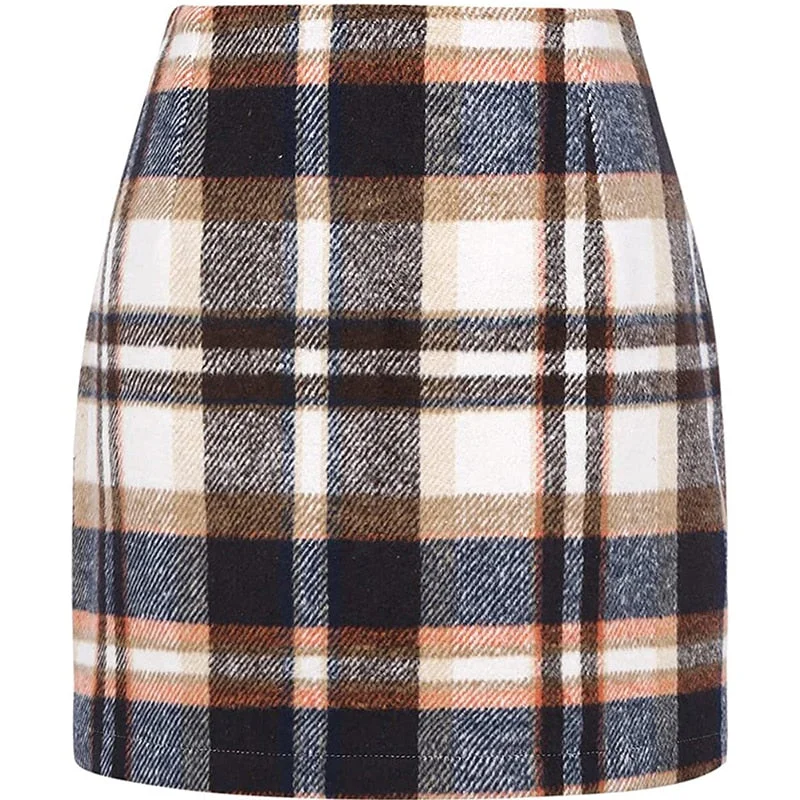 Uforever21 Autumn Winter Ladies New Fashion High Waist Plaid Mini Skirts Female Casual Office Wear Korean Style Elegant Slim Bodycon Skirts