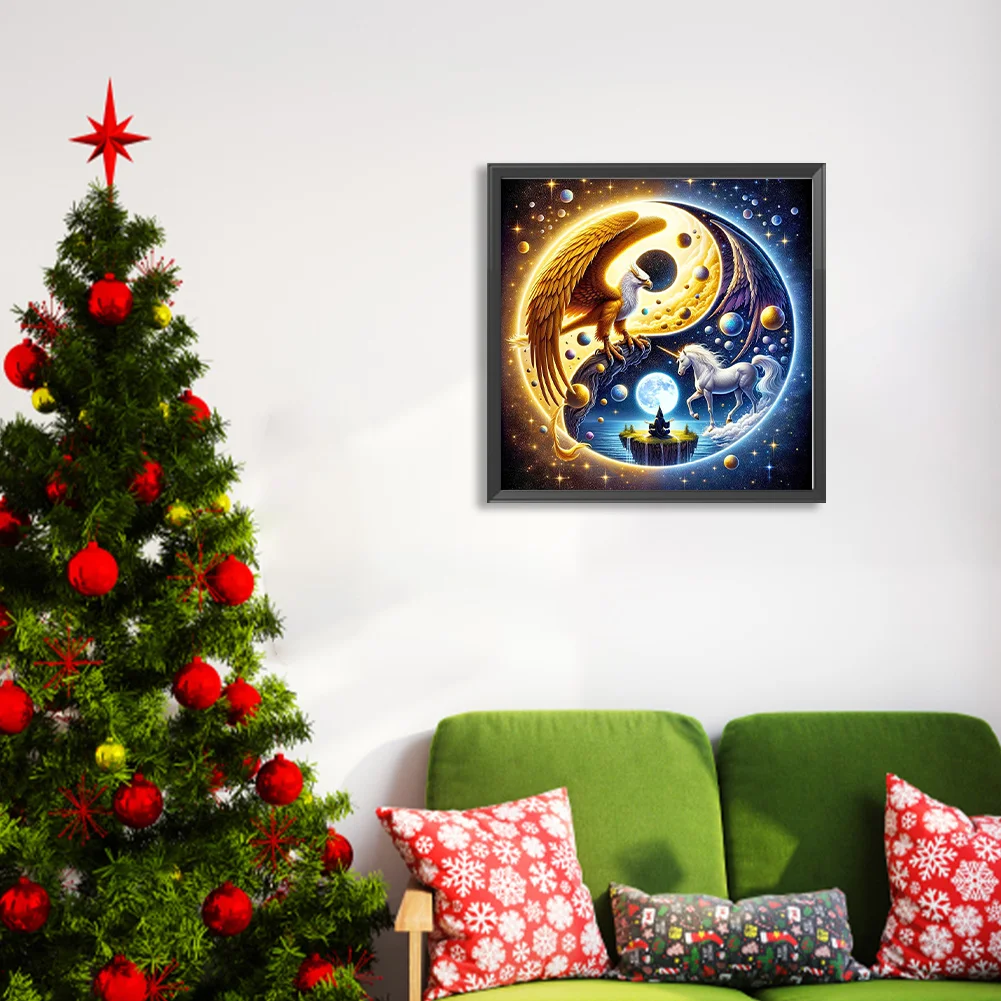 Diamond Painting - Full Round Drill - Yin Yang Eagle Unicorn(Canvas|40*40cm)
