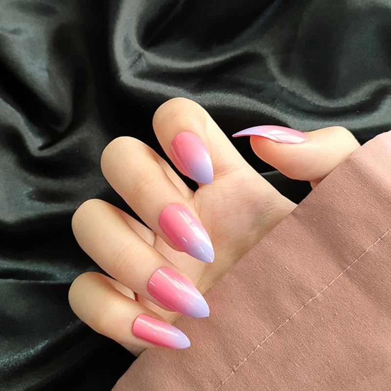 24pcs/set Press on Nail Tips Acrylic 10 Sizes Flower Design Fake Nails Art Full Cover French False Nail Art Tips Artifical Nails-Nail Inspo