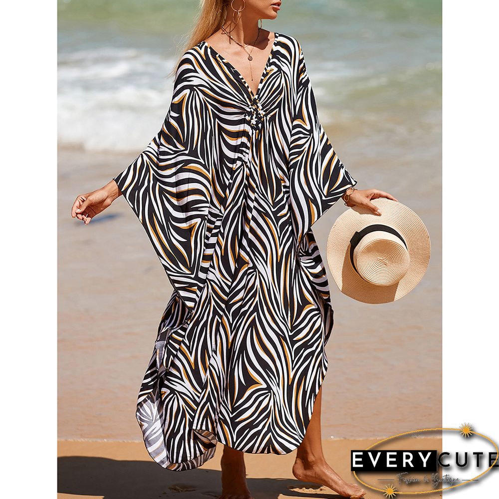 Stripe Print Long Kinimo Beachwear