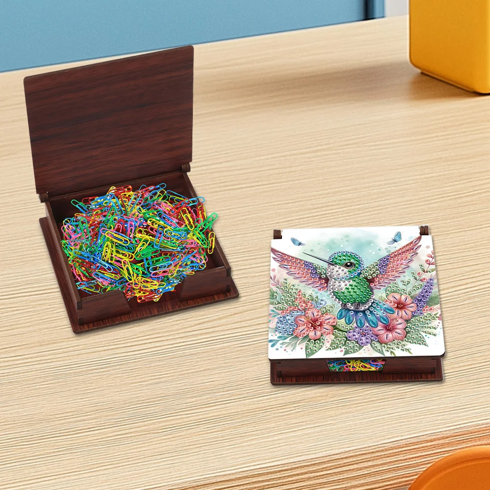 Wood Flower Hummingbird Diamond Painting Memo Pad Holder Mosaic Kit for Home