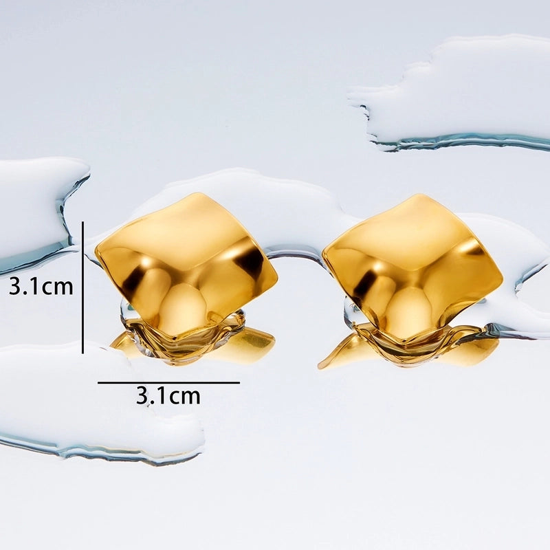 1 Pair Minimalist Geometric Plating Titanium Steel 18K Gold Plated Ear Studs