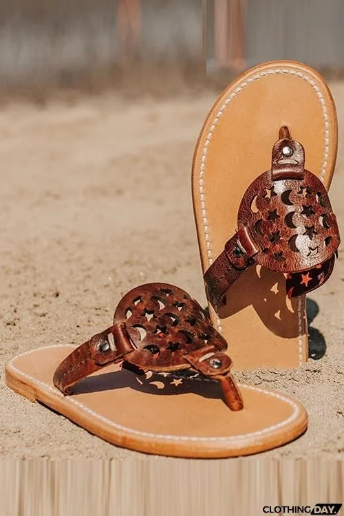 Moon Star Openwork Toe Flat Slippers