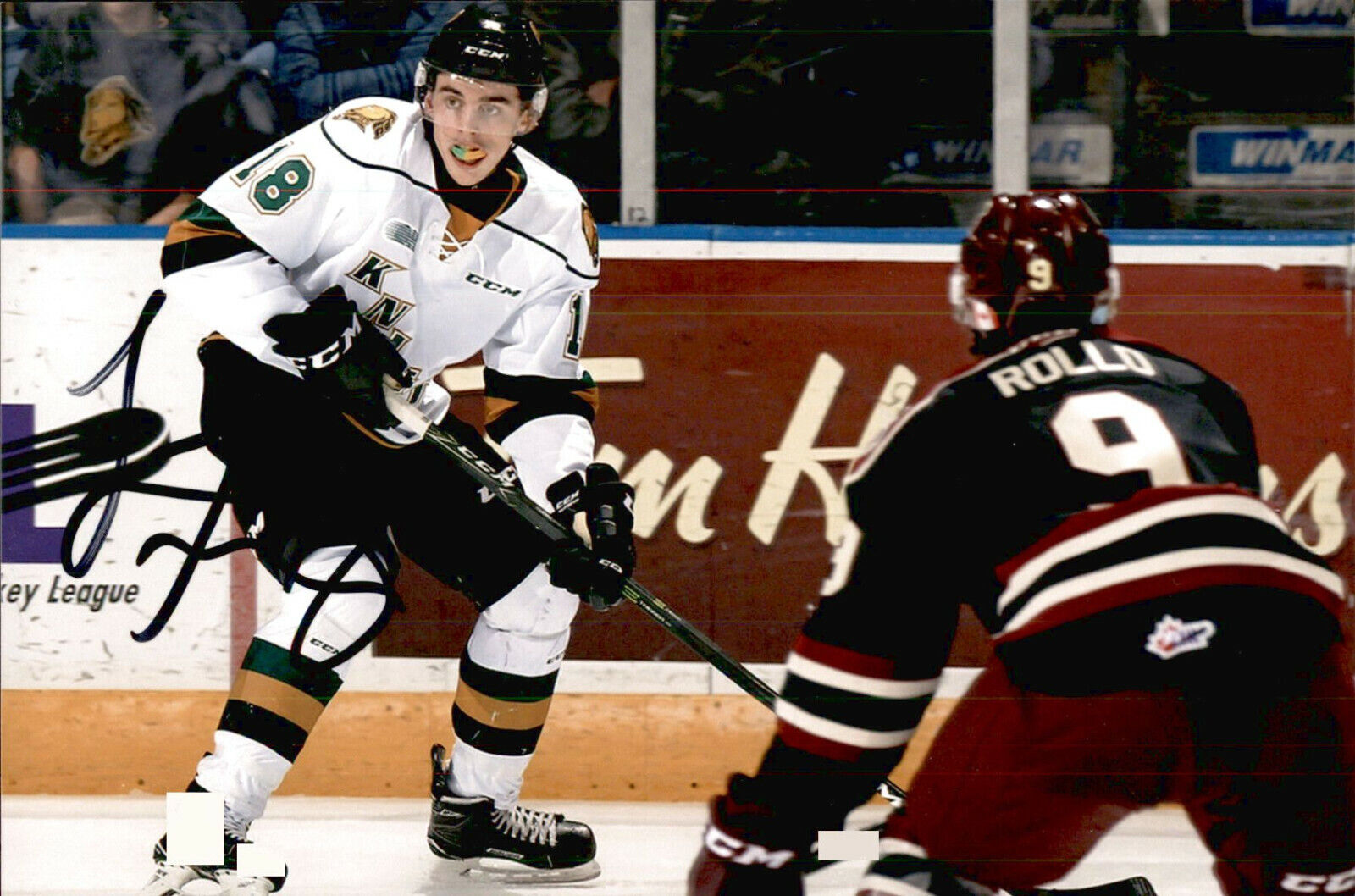 Liam Foudy SIGNED 4x6 Photo Poster painting LONDON KNIGHTS / COLUMBUS BLUE JACKETS #2