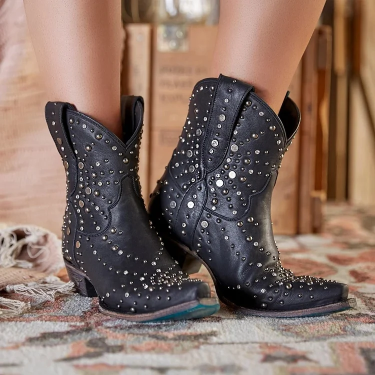 Women Rivet Ankle Booties