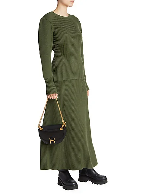 Chlo&eacute; Marcie Leather Top Handle Saddle Bag