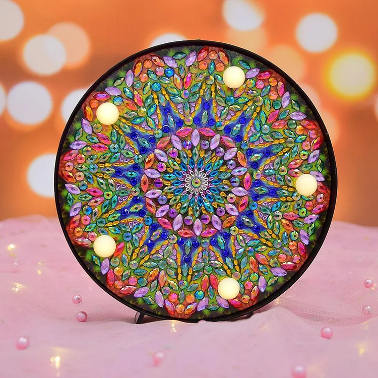 5d DIY Mandala LED Diamond Painting Light Cross Stitch Embroidery Lamp Full  Drill Special LED Lamp Rhinestones Home Decoration