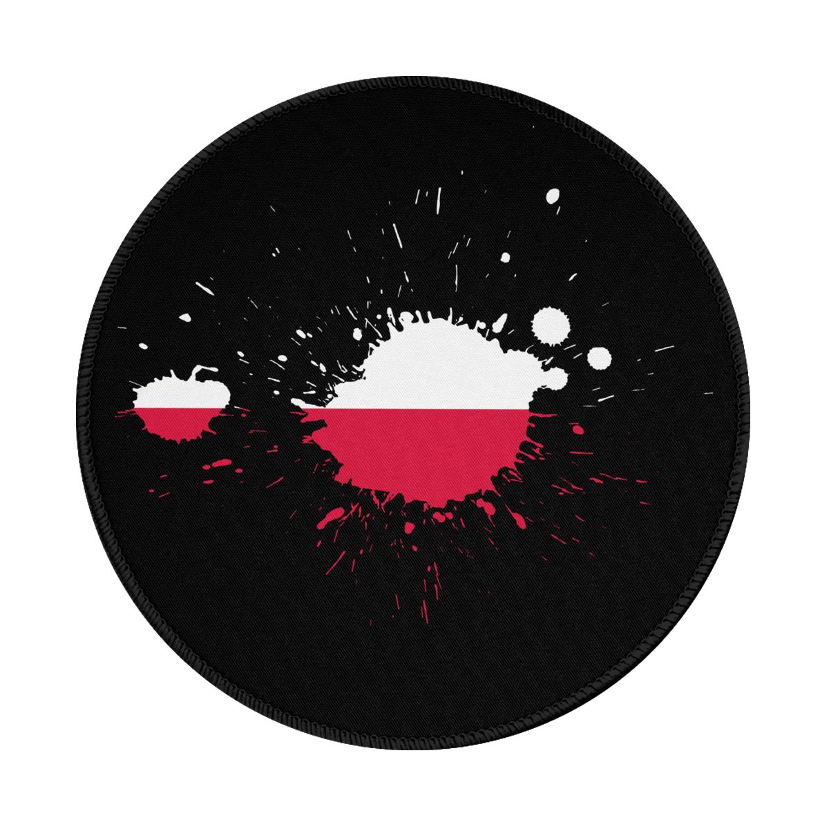 Poland Ink Spatter Waterproof Round Mouse Pad for Wireless Mouse