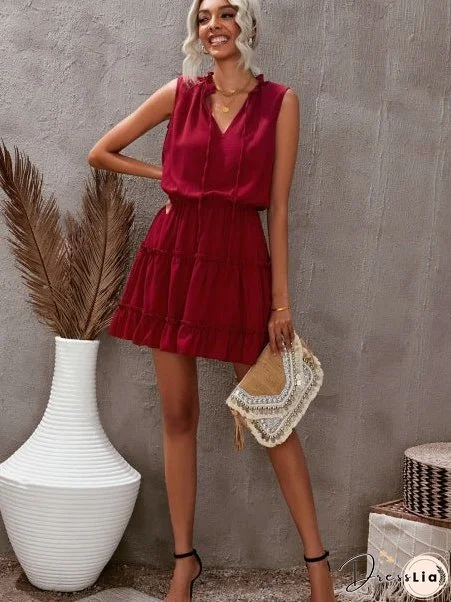 Sleeveless Ruffled High Waist Skirt