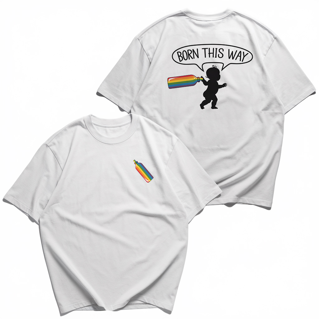BORN THIS WAY Cotton Printed Men's T-shirt
