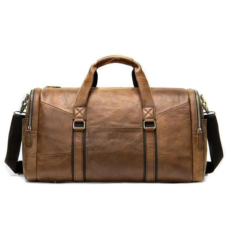 Mens Large Capacity Travel Leather Vintage Duffel Bags