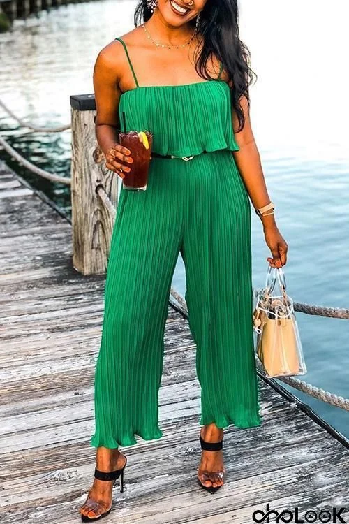 Pleated Slip Jumpsuit