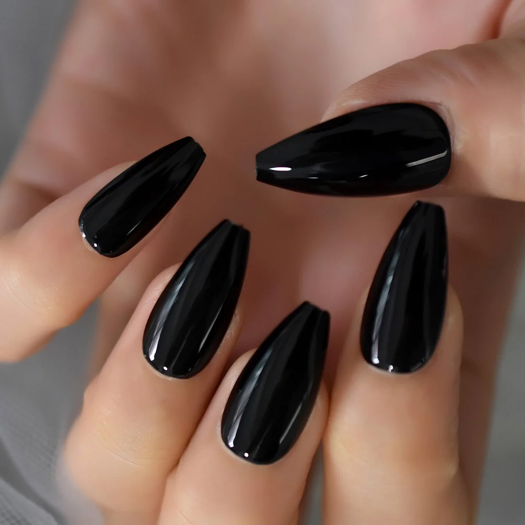 Glossy Gel Nude Pink Full Cover Press On False Nails Medium Coffin Ballet Solid Color Fake Nails Set Long Nail Tips-Nail Inspo