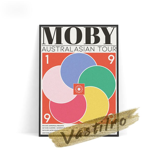 Moby Australasian Tour Retro Poster Colourful Windmill Shape Geometry Pattern Art Prints Canvas Painting Music Star Home Decor