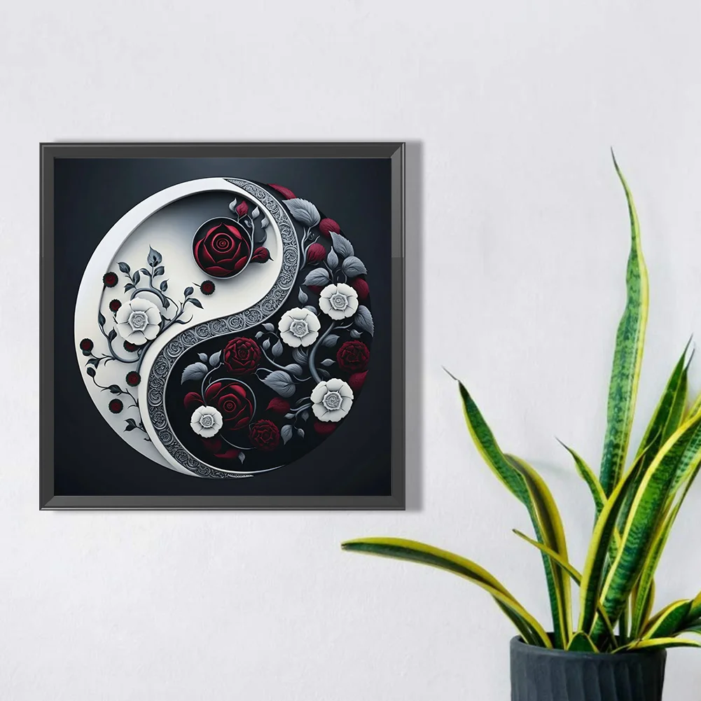 Diamond Painting - Full Round Drill - Yin Yang Flower(30*30cm)