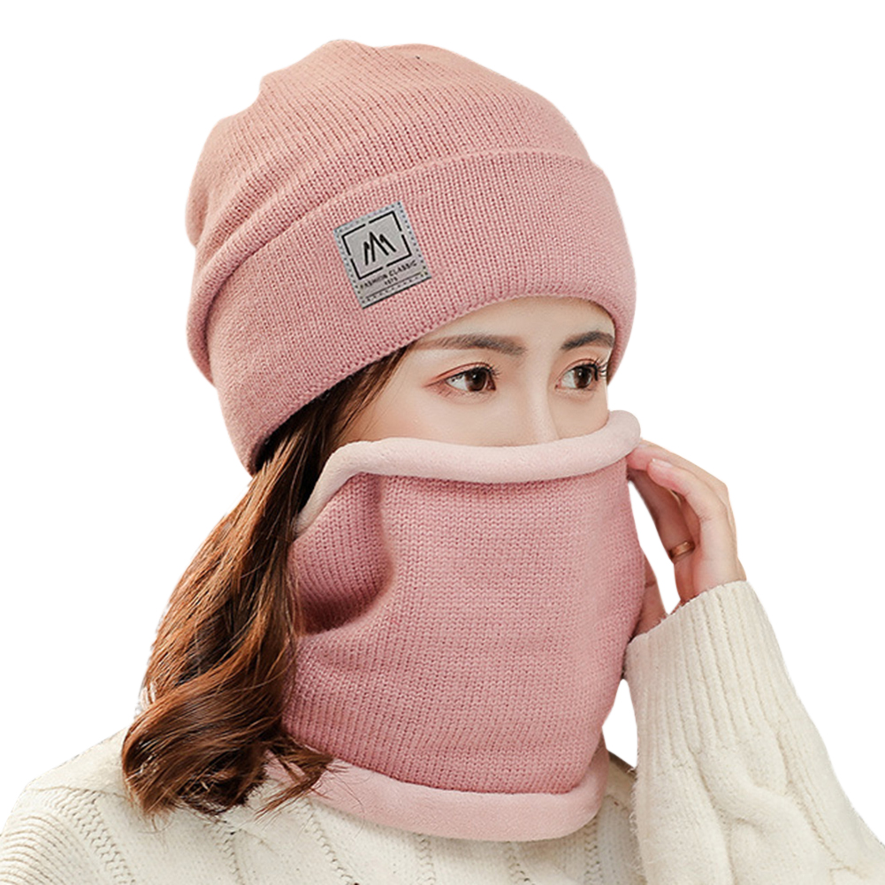 

2pcs/Set Winter Warm Cycling Fleece Scarf Hat Men Women Full-Face Cover Cap, Pink, 501 Original