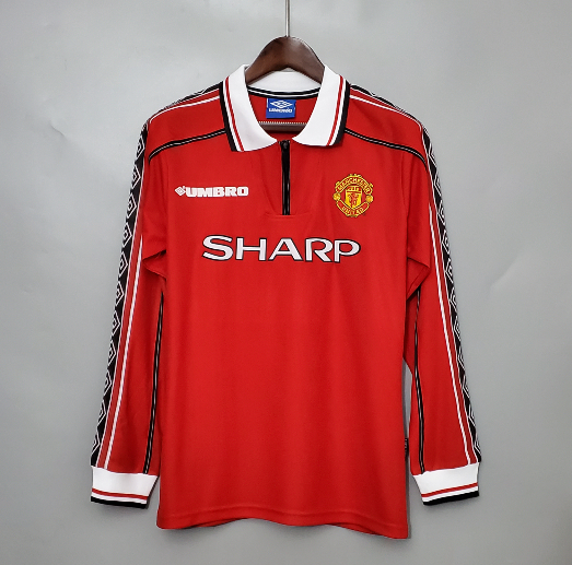 Retro long-sleeved 98/99 Manchester United home Football T-Shirt