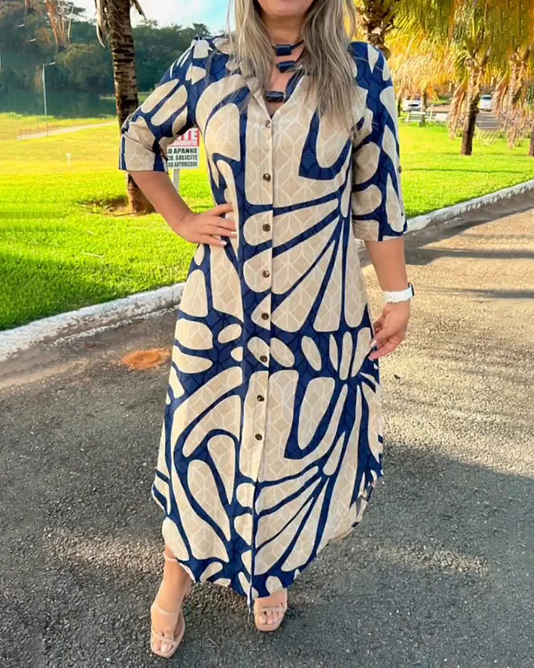 Fashion print shirt dress