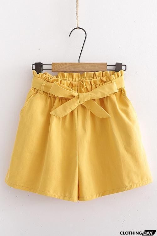 Bow Tie Elastic Waist Shorts
