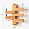 Wall Hooks, Oak Wood Wall Hooks with 5 Folding Swivel Arms, 12 Inch Long Wall Mounted Coat Rack, Hat Hooks