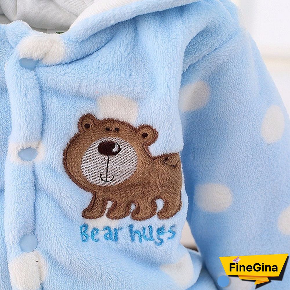 Newborn Baby Romper Coral Fleece Winter Rompers Cartoon Infant Clothes Snowsuit Babies Jumpsuits