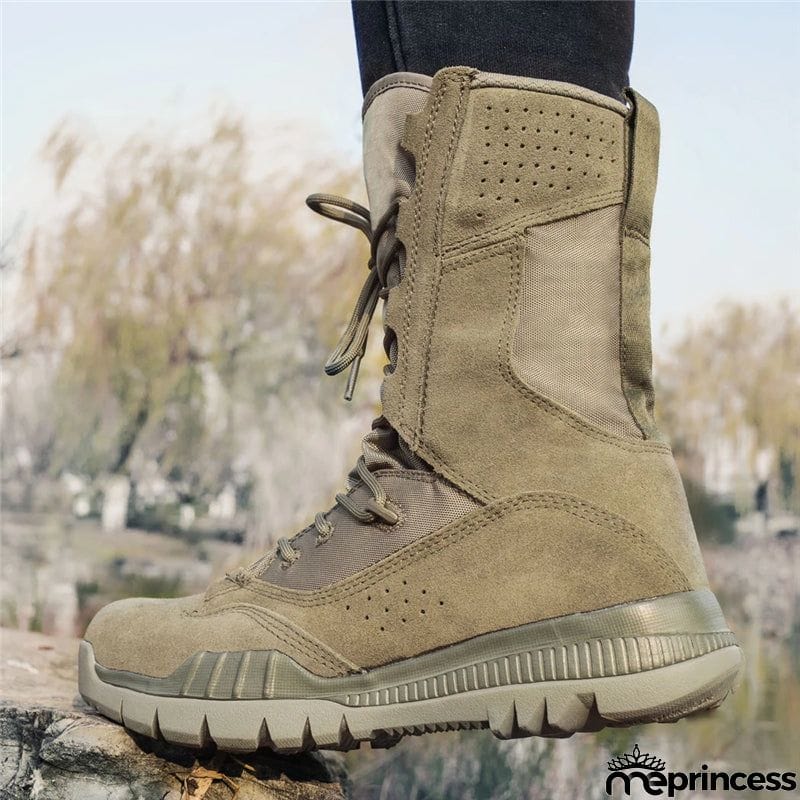 New Men's Casual Outdoor Army Boots Breathable Sage Green Non-Slip Boots