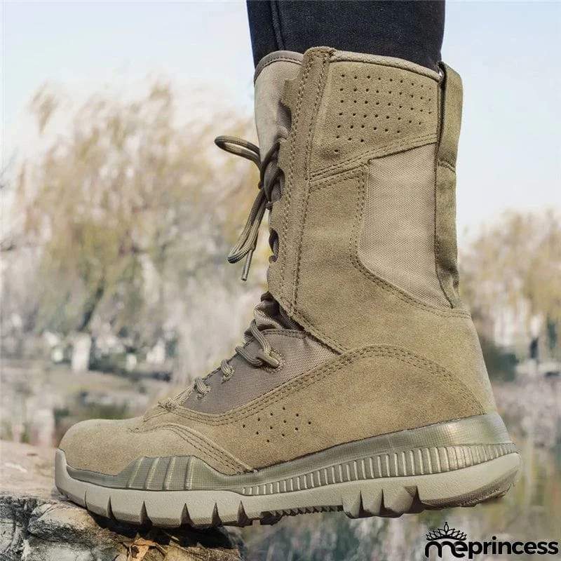 New Men's Casual Outdoor Army Boots Breathable Sage Green Non-Slip Boots