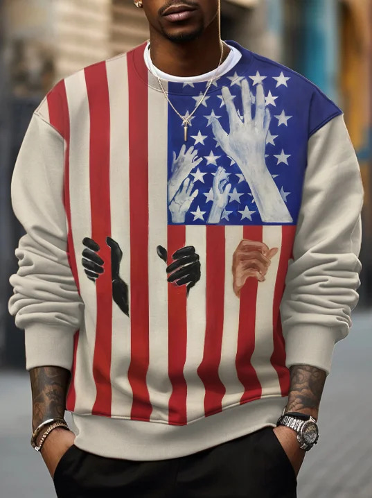 Men's Equality American Flag Print Casual Sweatshirt