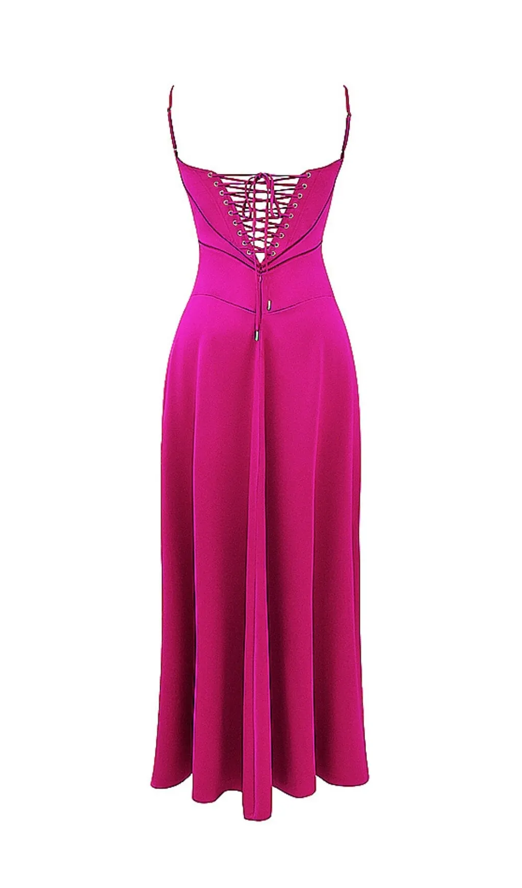 chinese dress ladies Anabella fuchsia lace up maxi dress Authentic  JackiesClosetNYC