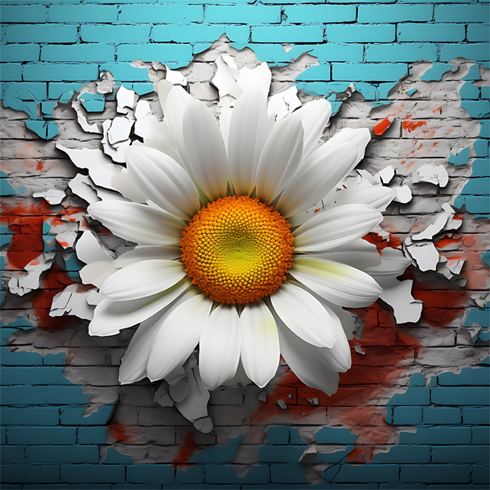 White Daisy-Paint by Numbers-16"x16"/40x40cm
