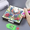 5D Butterfly DIY PU Diamond Painting Notecard Box with 160 Sheets Paper Holder