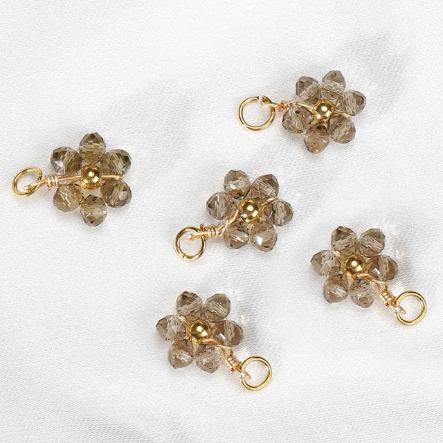 20 PCS/Package Diameter 10mm Hole 3~3.9mm 304 Stainless Steel Artificial Crystal Flower Pendant Jewelry Accessories