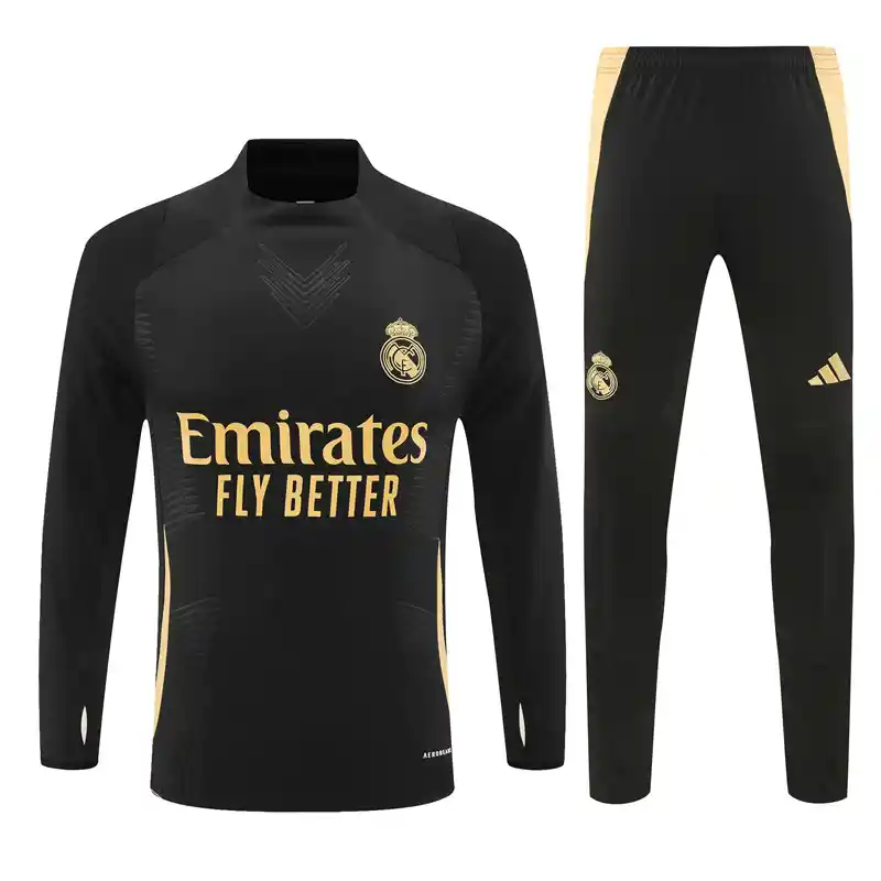 24/25 Player Version Real Madrid Black Gold Track Jacket