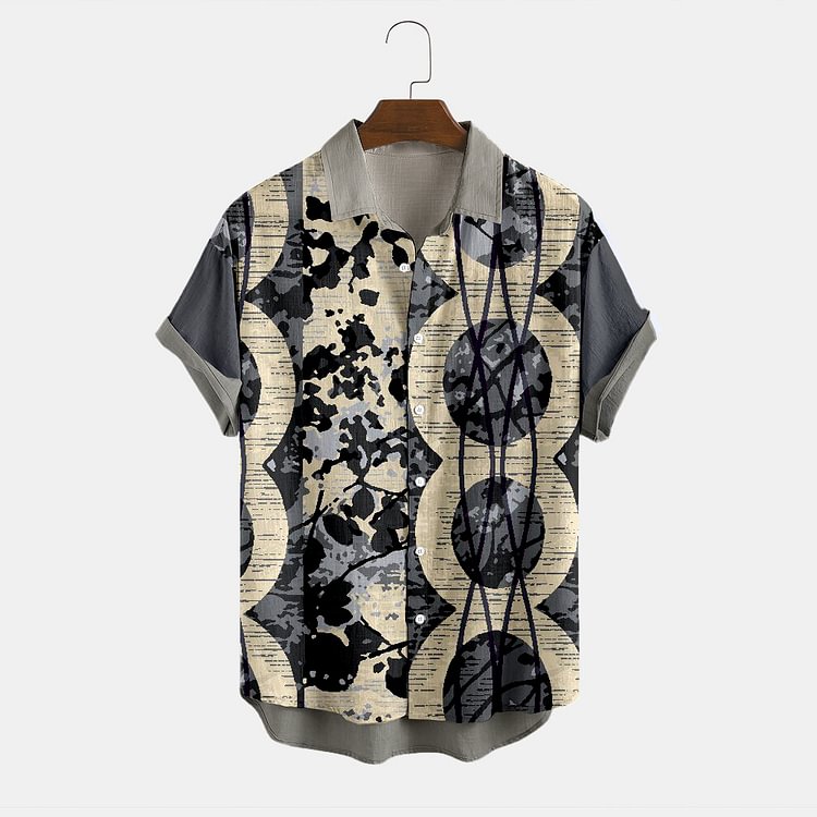BrosWear Classic Fashion Geometric Print Shirt
