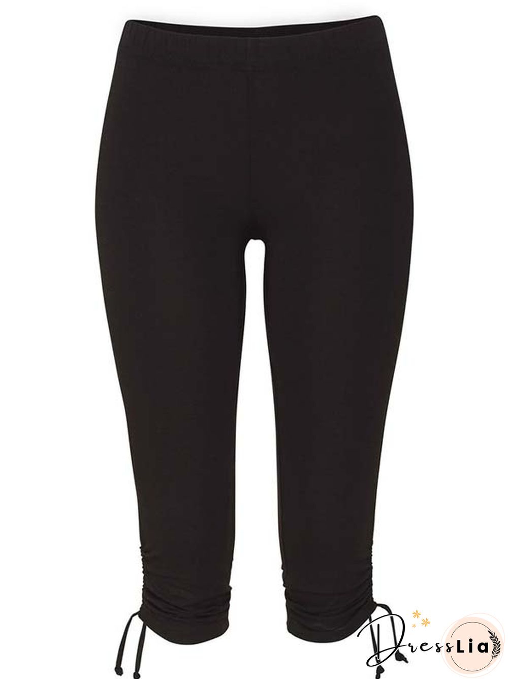 Solid Casual Sports Plus Size Cotton-Blend Leggings