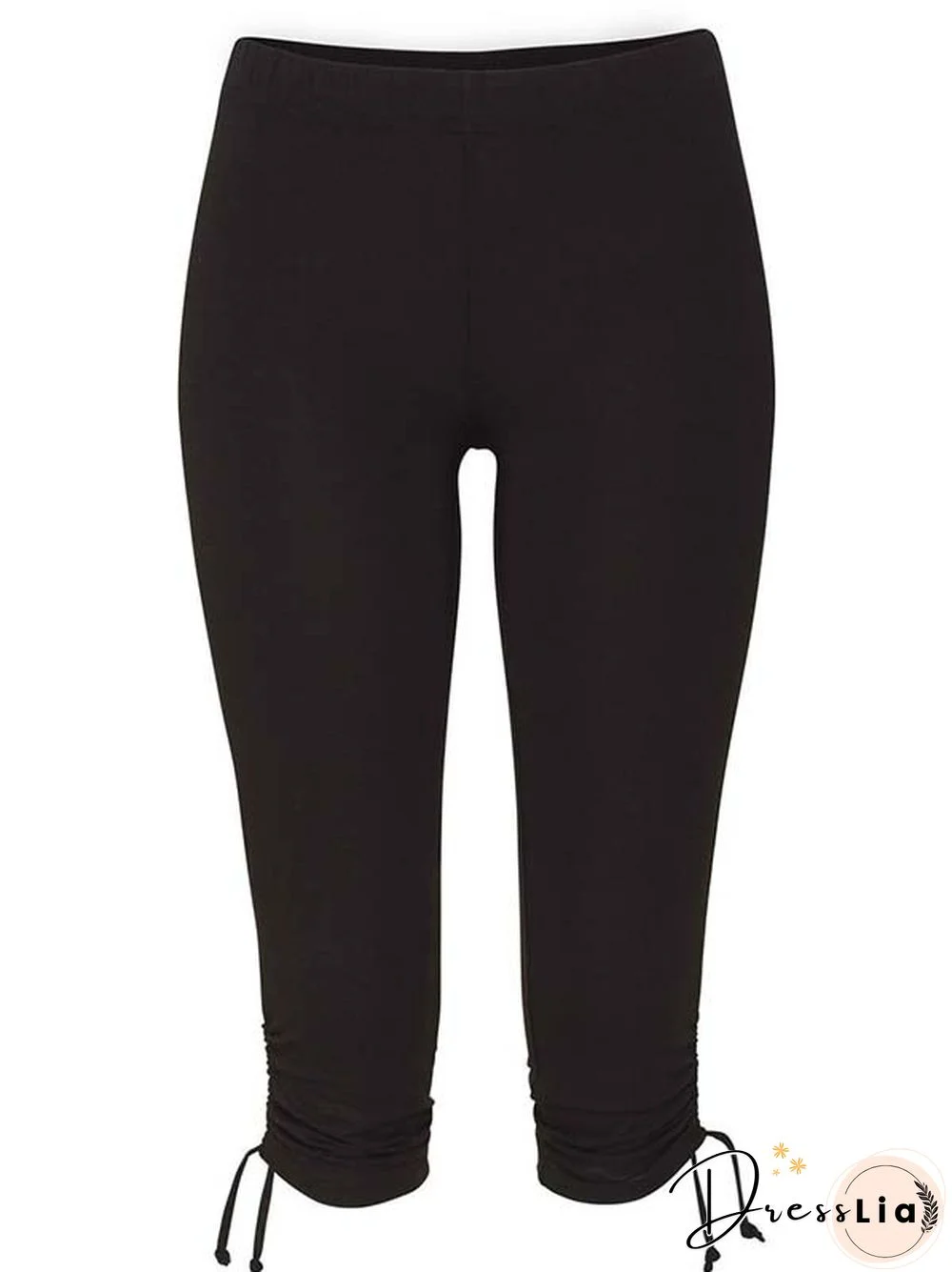 Solid Casual Sports Plus Size Cotton-Blend Leggings