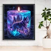 Lila Lichtkerze Wolf - runder Bohrer Diamantmalerei - 35*40cm