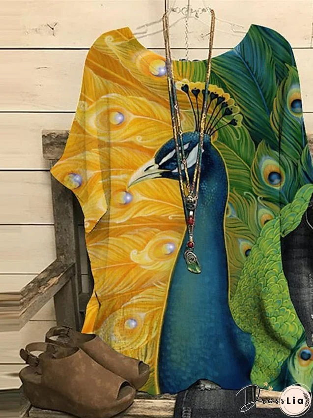 T shirt Tee White Yellow Purple Graphic Floral Print Short Sleeve Daily Going out Hawaiian Square Neck Regular Plus Size L for Women