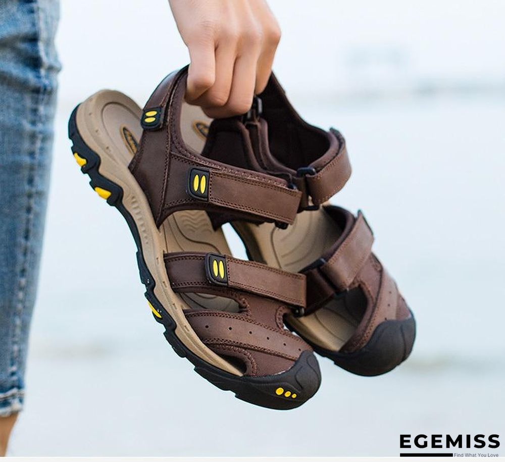 Men Genuine Leather Sandals Beach Outdoor Sandals | EGEMISS