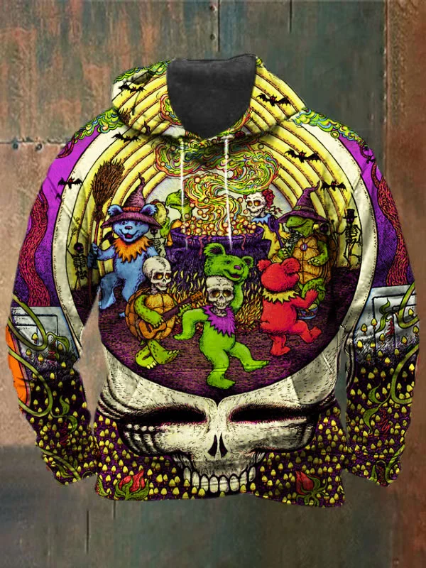 Unisex Skull Bear Print Heavyweight Hoodies