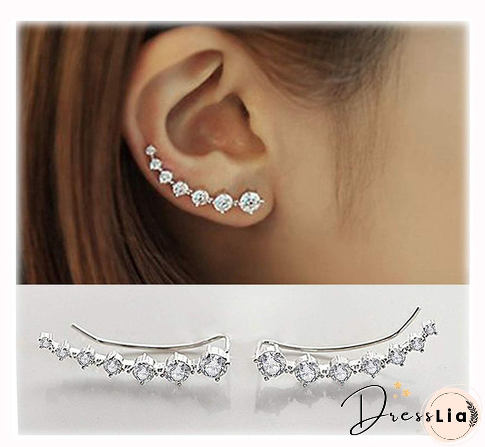 7 Crystals Ear Cuffs Hoop Climber Fashion Party Earrings Hypoallergenic Earring
