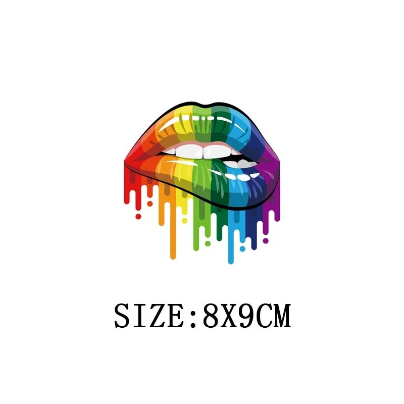Beautiful Lip Thermal Stickers On T-shirt DIY Washable Patches On Clothes Sex Design  Iron On Transfers On Hoodies Bag Appliqued