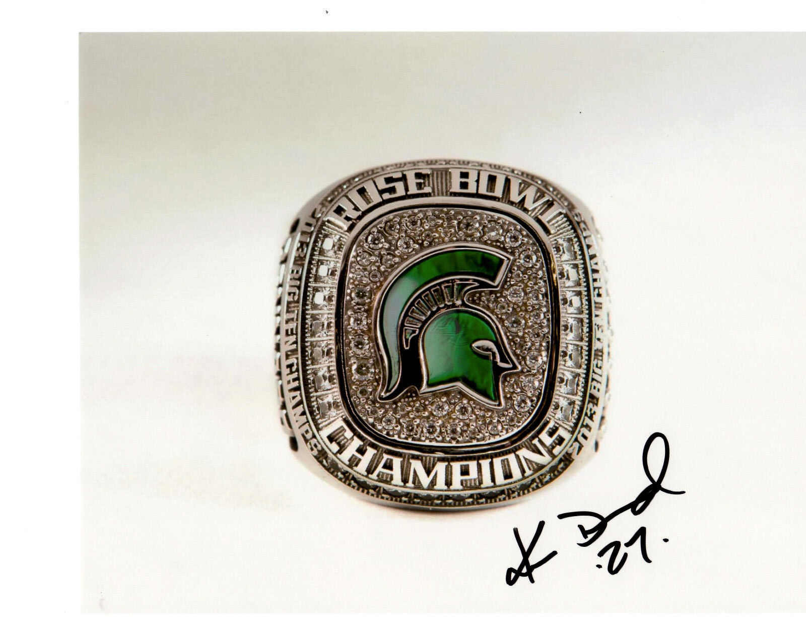 KURTIS DRUMMOND Michigan State Spartans signed autographed 8x10 ROSE BOWL RING!