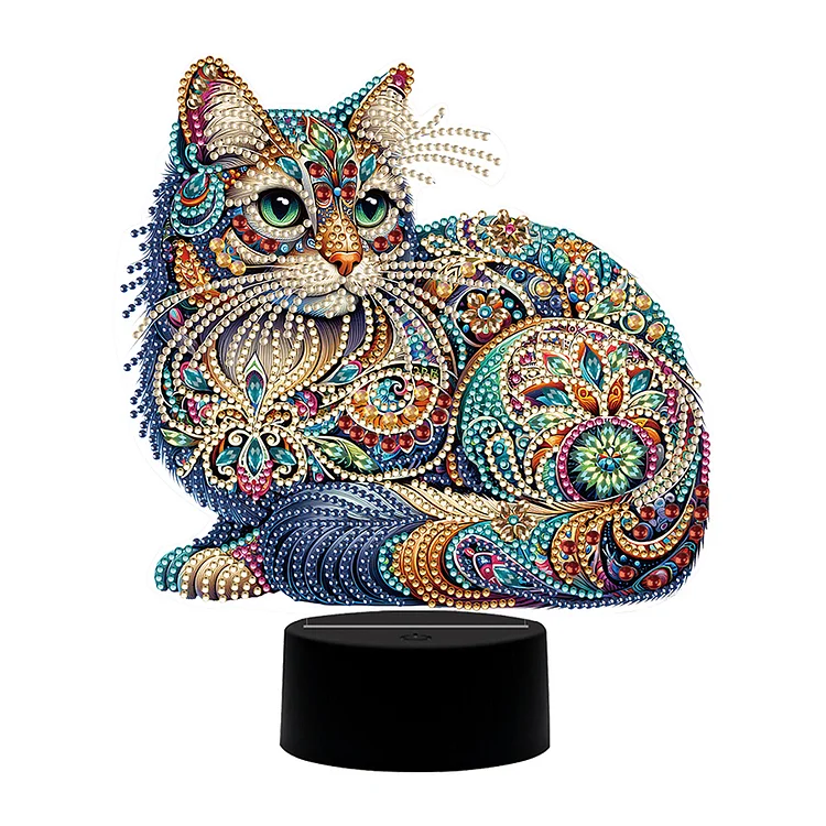 【Lamp】Animal Diamond Painting Night Light 5D DIY Diamond Painting Lamp (Cat) gbfke