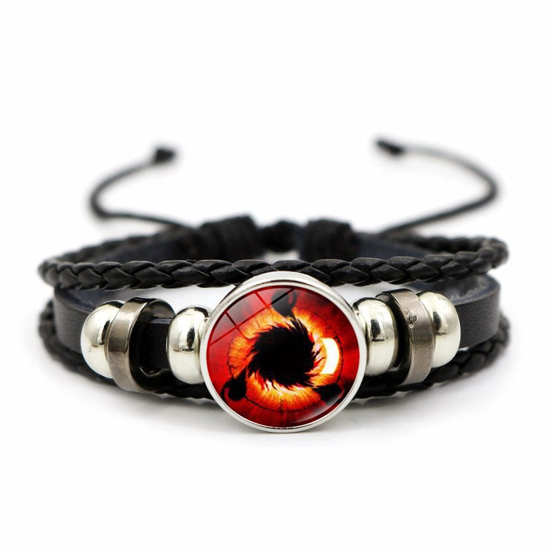 Naruto Sharingan Leather Bracelet For Men And Women Students Woven Bracelet Animation Kaleidoscope Hand Jewelry