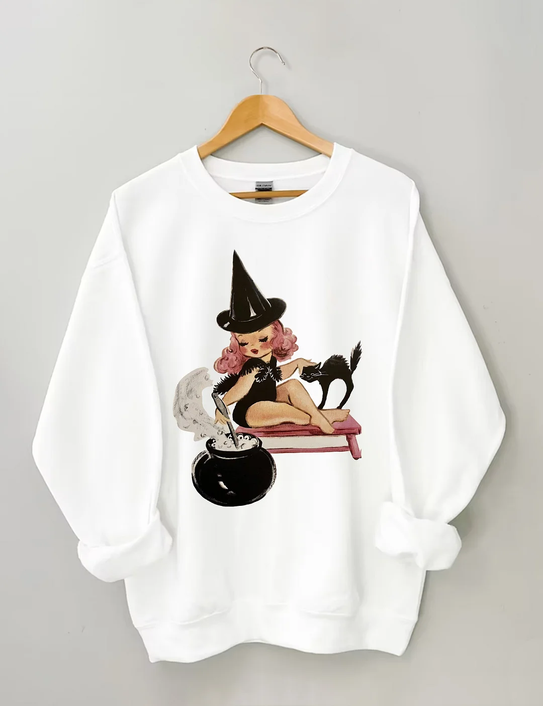 Halloween Little Witch Girl Cat Sweatshirt