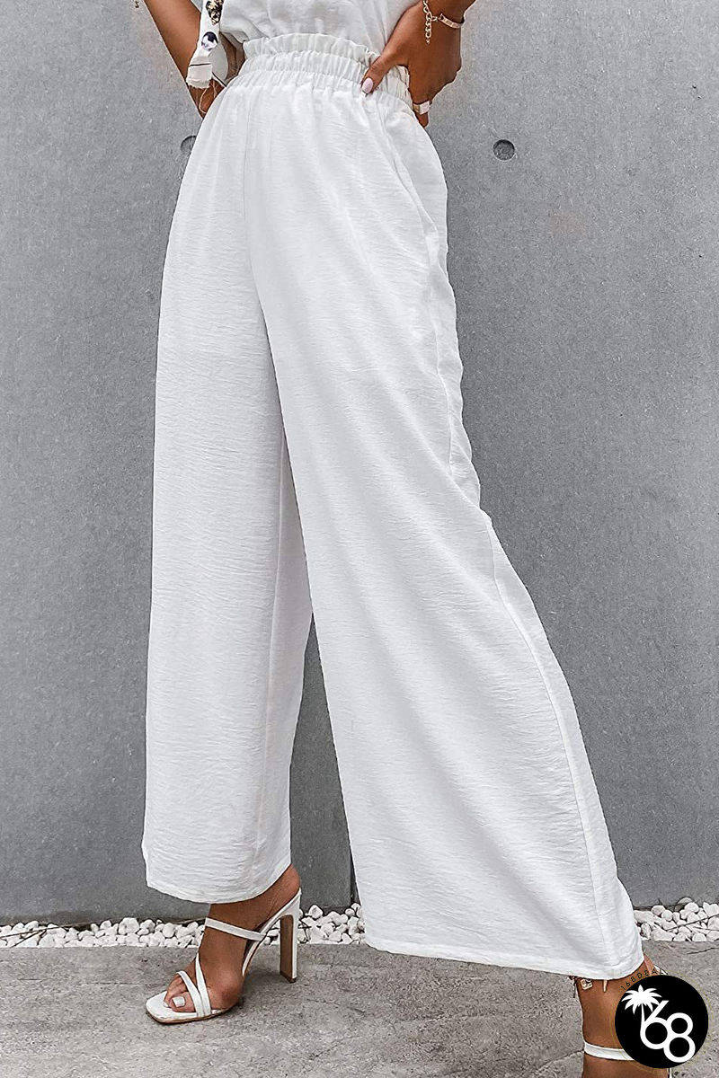 Fashion Solid Split Joint Loose High Waist Wide Leg Solid Color Bottoms | 168DEAL