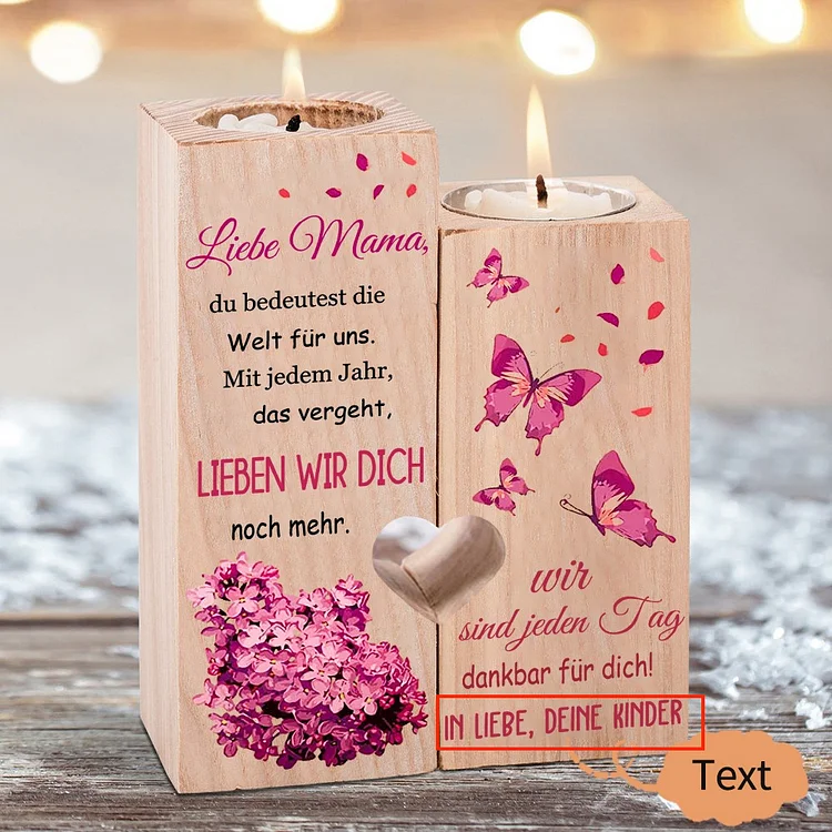 Personalisierter Text Blumen & Schmetterling Kerzenhalter-Liebe Mama Wir sind jeden Tag dankbar für dich-Geschenk für Mutter