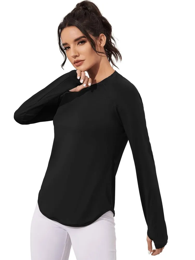 Absorbs Sweat Sports Tee With Thumb Holes